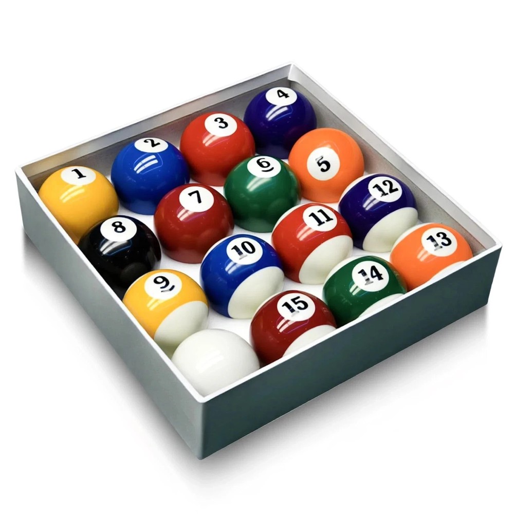 16 Resin Billiard Balls Set, 2-1/4 Regulation Size Pool Table Balls Replacement