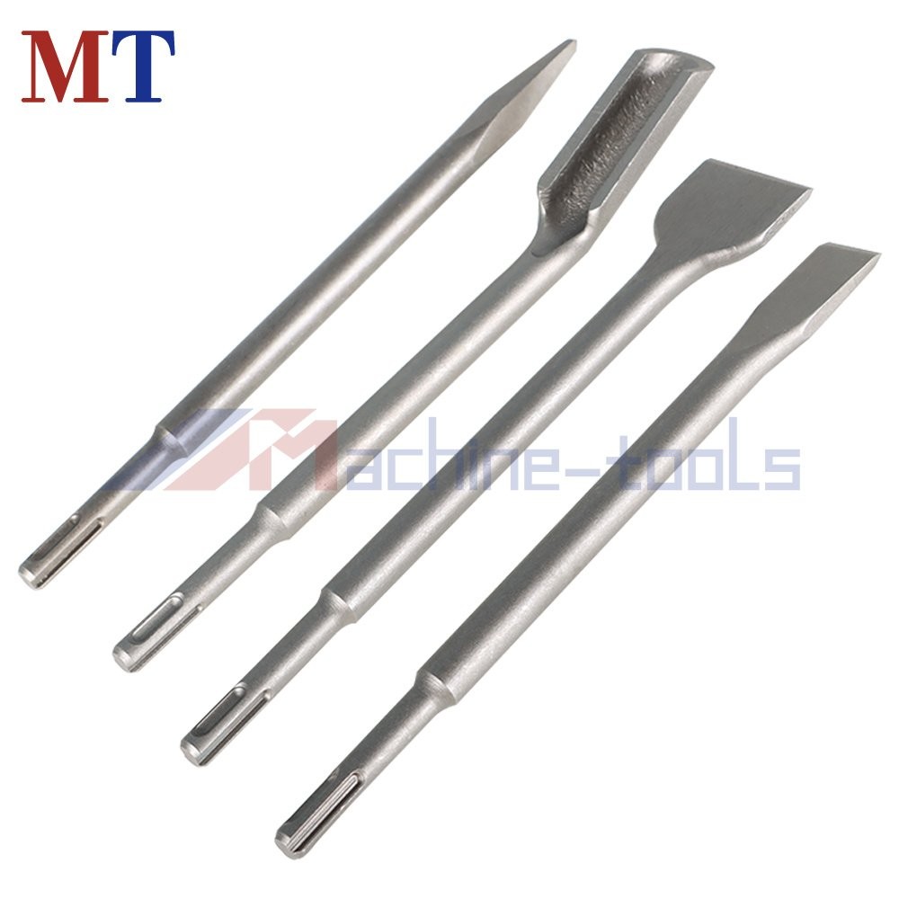 4 Pack Flat Chisel Grooving Chisel & Point Chisel Durable SDS Plus Chisel Bits