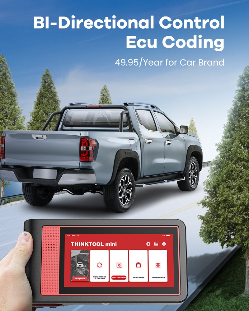 Thinktool Mini Bidirectional Car OBD2 Scanner Diagnostic Scan Tool E/C/U Coding