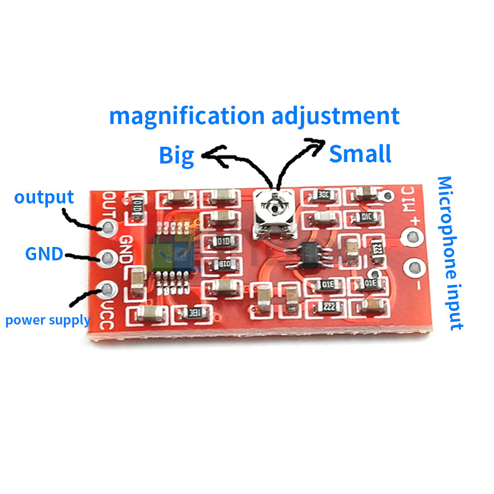 MAX4466 Electret Microphone Preamplifier Module With SSM2167 Voice Compression