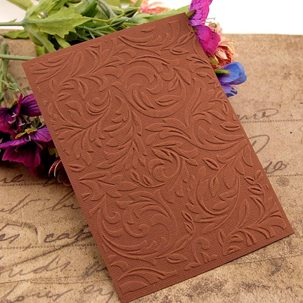 3D Plastic Embossing Folder Template Vintage Style Floral Leaves Texture A6 Size