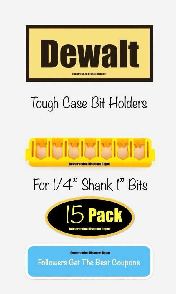 15 Pack Dewalt Tough Case Yellow Bit Holder  1" bits 1-in.