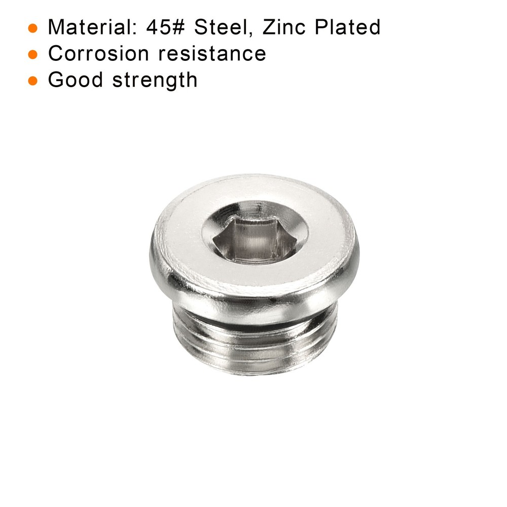 G1/8 Hex Head Pipe Fitting Plug, 2 Pack Male Thread 45# Steel Plug