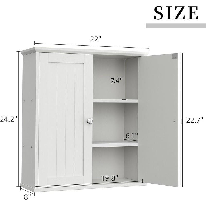 Multifunctional Wall-Mounted Bathroom Cabinet W/ Storage Space & Easy Assembly