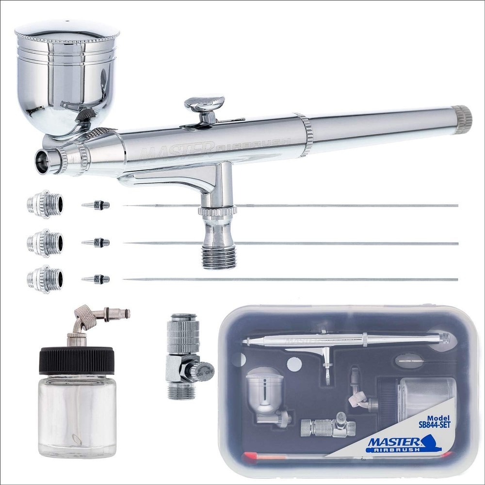 Side Feed Airbrush with Gravity and Siphon Cup for Versatile Fluid Applications