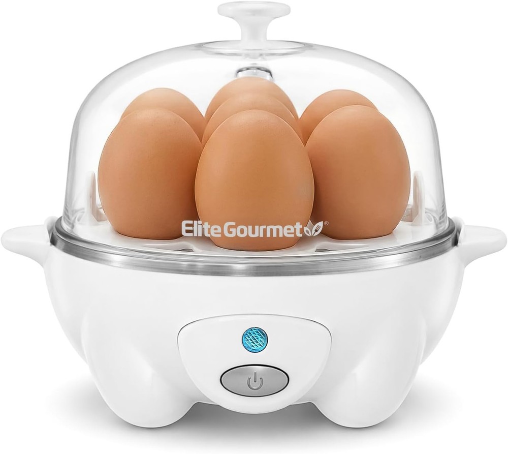 7‑Egg Rapid Cooker – Soft/Medium/Hard Boiled, Poach, Omelet, Auto Shut‑Off, Whit