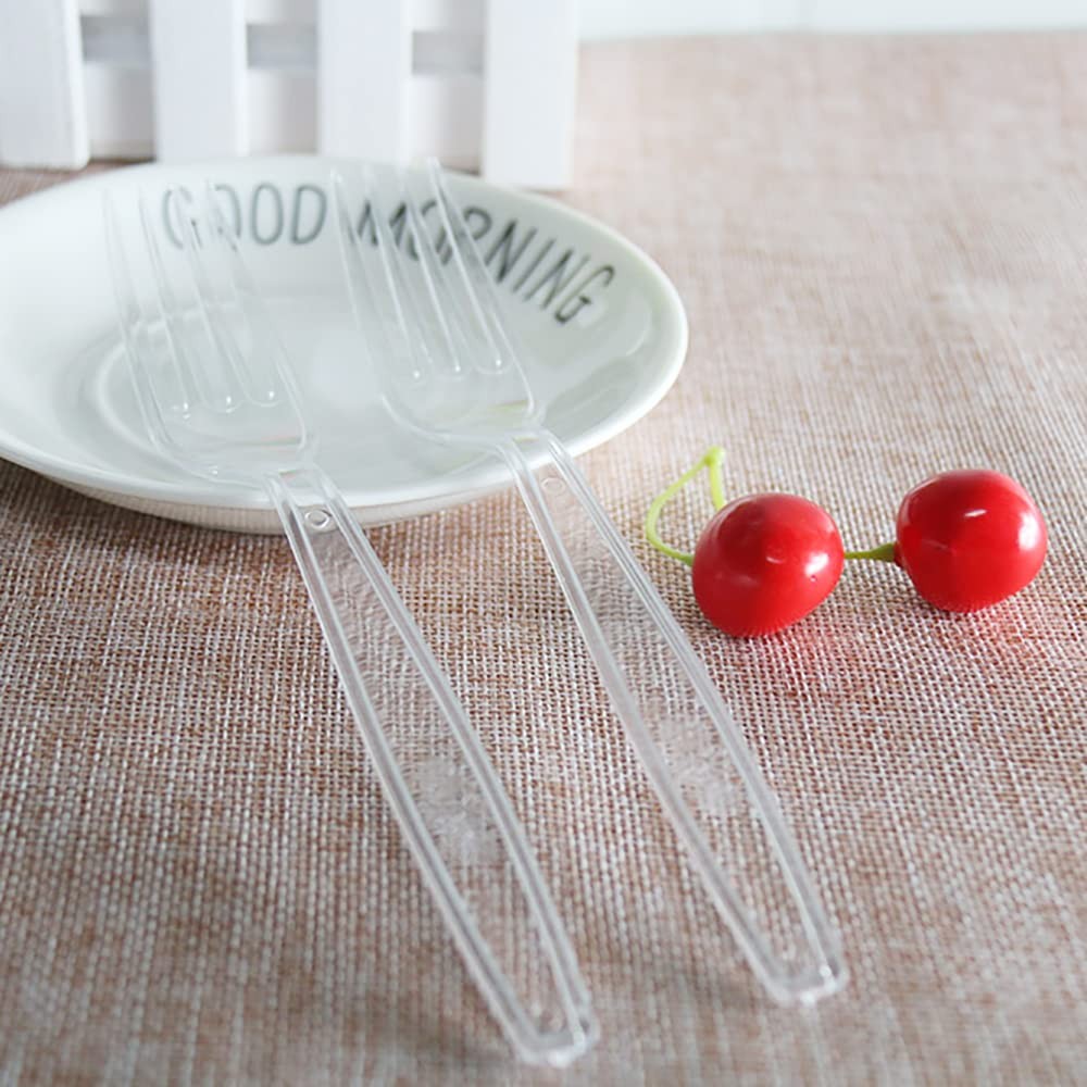 MOACOCK 500 Count Clear Disposable Plastic Forks, Heavy Weight