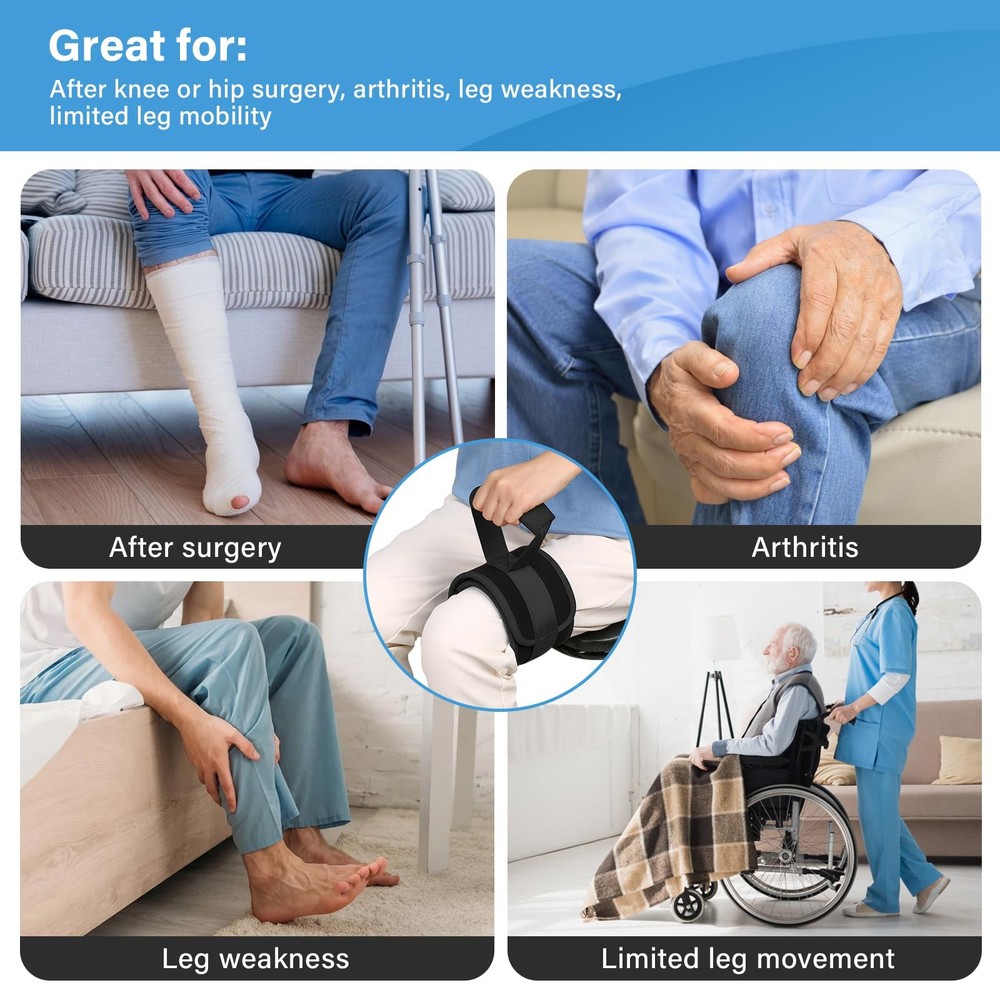 Hoomtree Leg Lifter Strap for Limited Mobility,Thigh 1 pc, Black