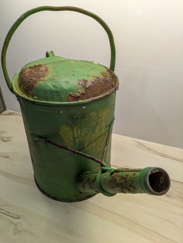 Vintage Green Rustic Metal Watering Can