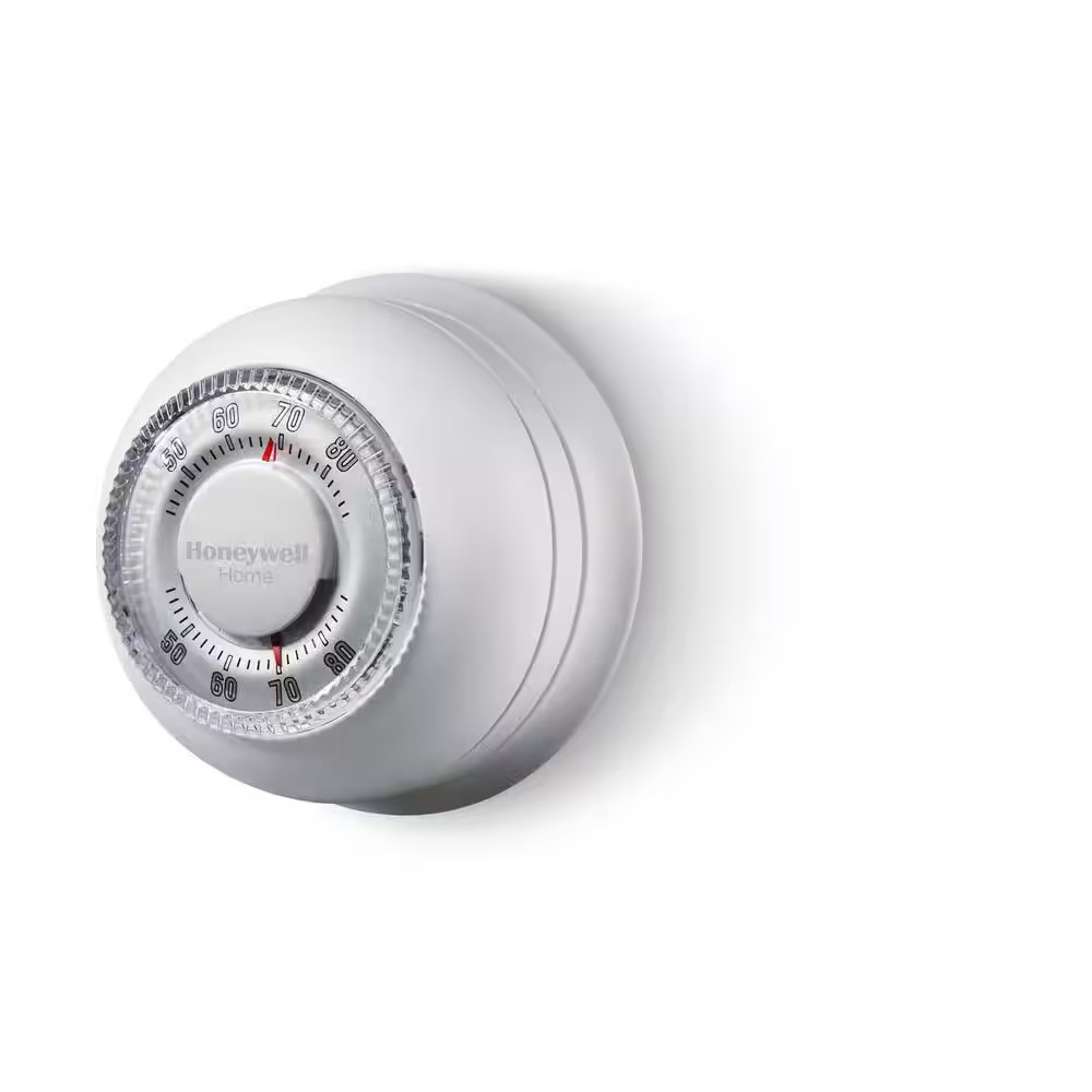 Round Non-Programmable Thermostat with 1H Single Stage Heating, Manual Control,