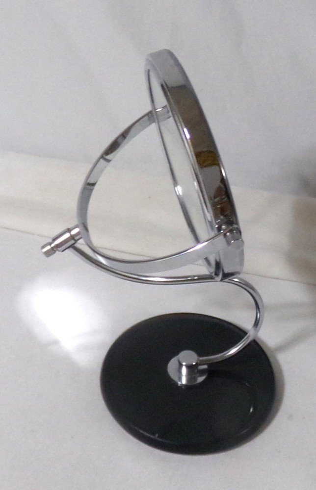 Mid Century Modern Black Acrylic Chrome Make-up Vanity Mirror