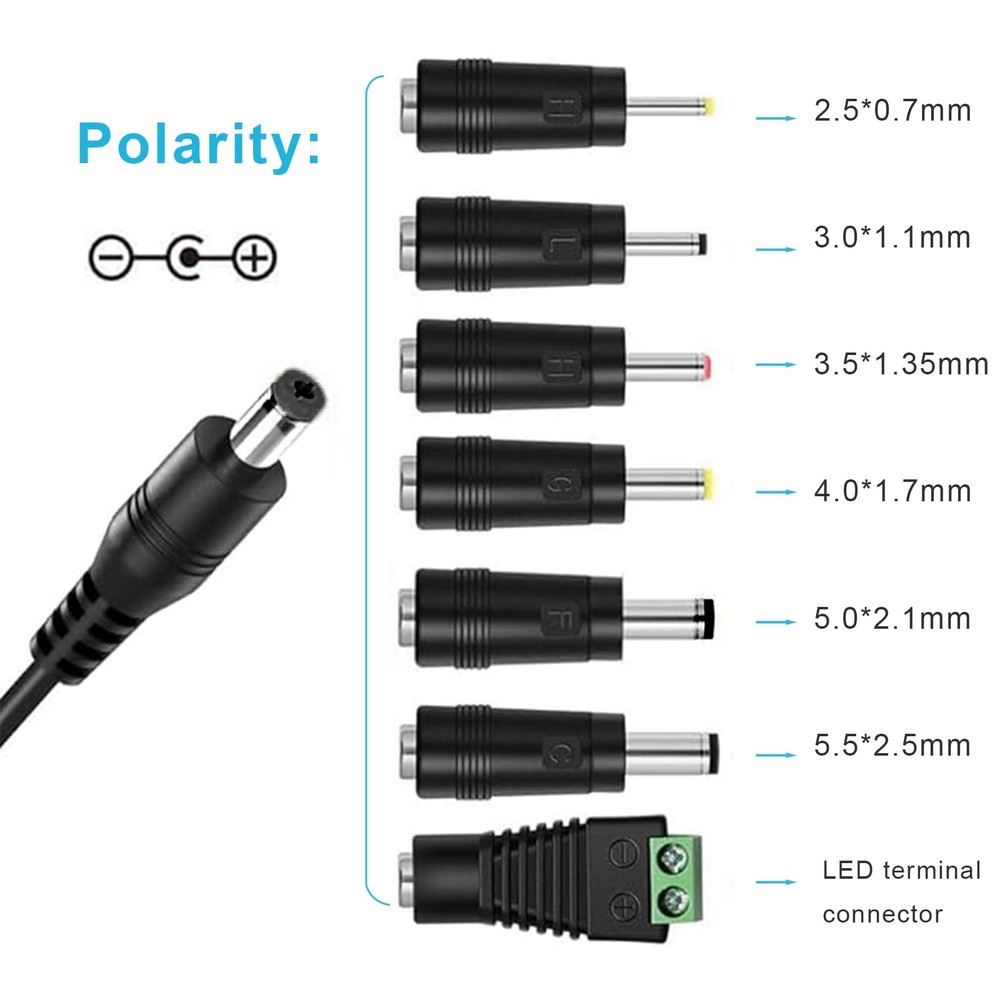 YTADNETH Universal USB C to DC Adapter, Barrel PD Trigger Cable, USB-C Black