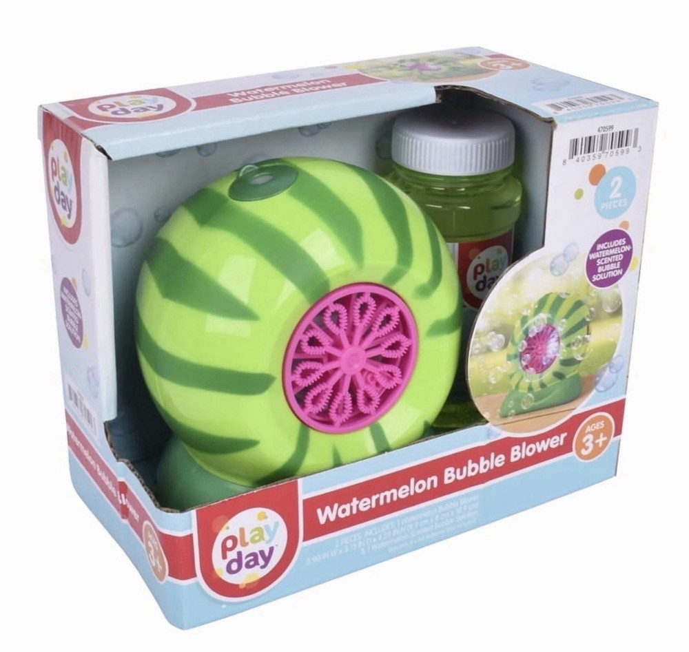 Play Day Watermelon Bubble Blower with 4oz Scented Bubble Solution Age 3+