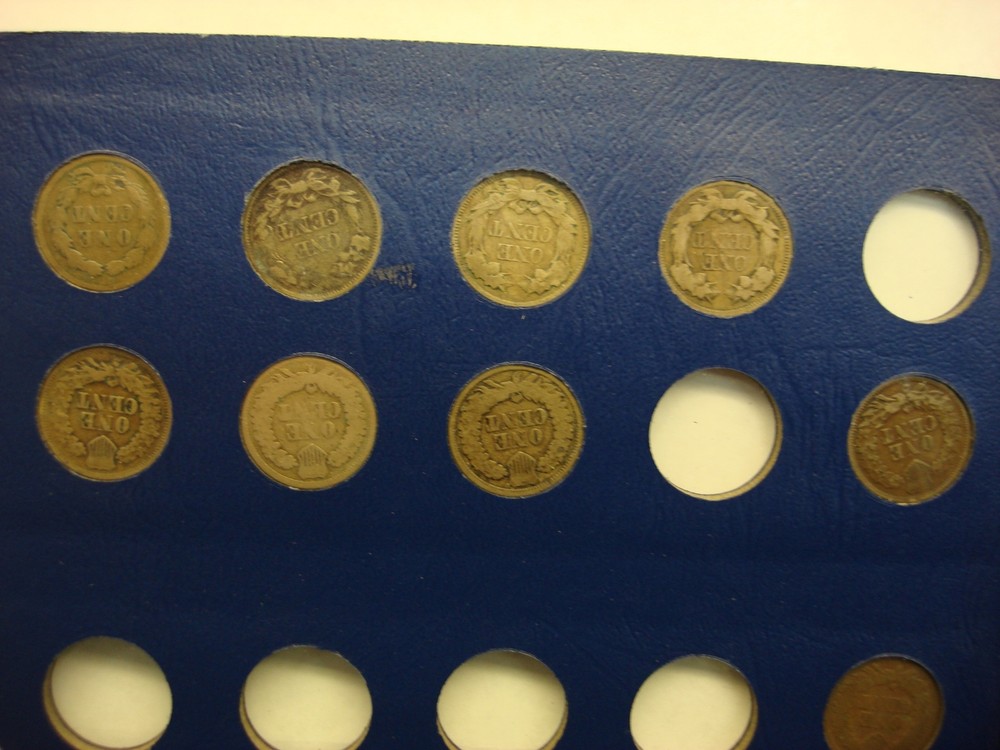 OLDTIME INDIAN CENT COLLECTION - 40 DIFF. COINS - 1857 - 1909