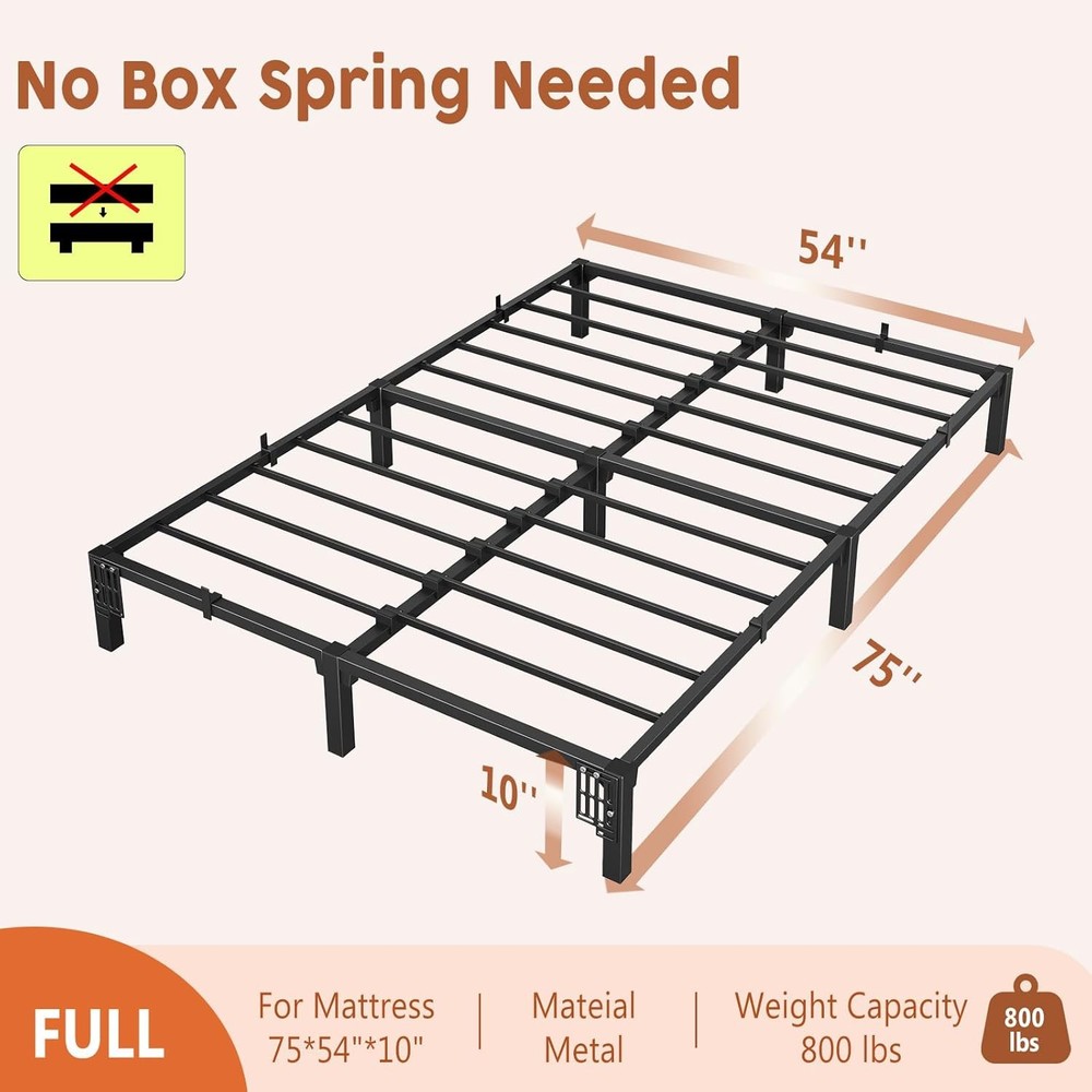 Full Size Bed Frame 10 Inch,No Screws Needed, No Box Spring Needed, Heavy Duty