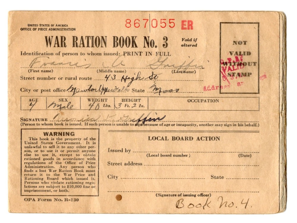 C1940s - WWII War Ration Book No. 3 - XL2W