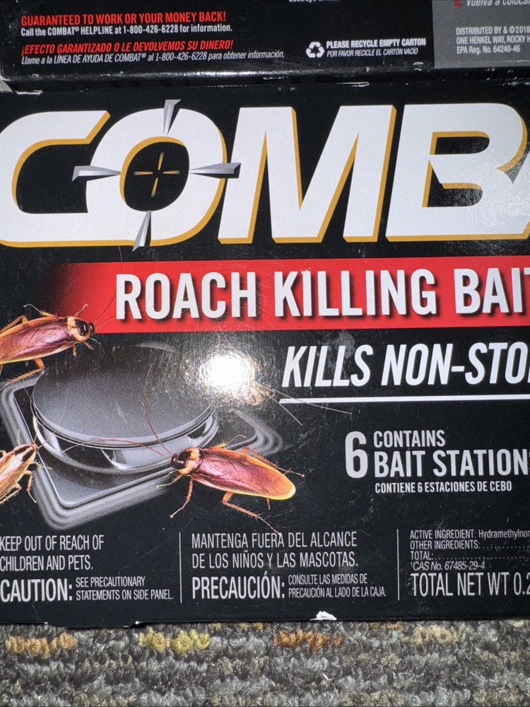 2 - Combat Roach Killing Bait Stations for Small and Large Roaches, 12 count
