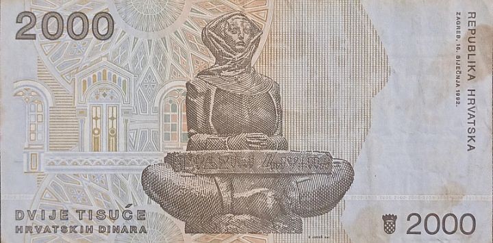 Rare 2,000 Denar Banknote - First Series - Croatia