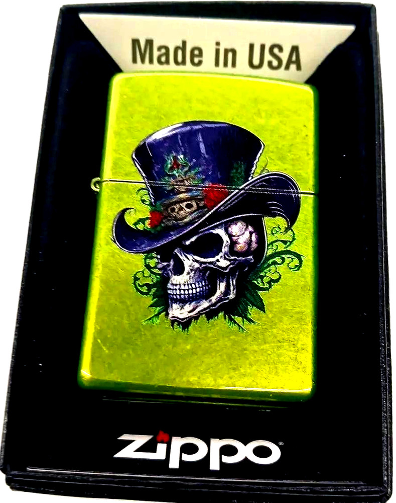 Sharp Lurid Skull With Hat Zippo Lighter