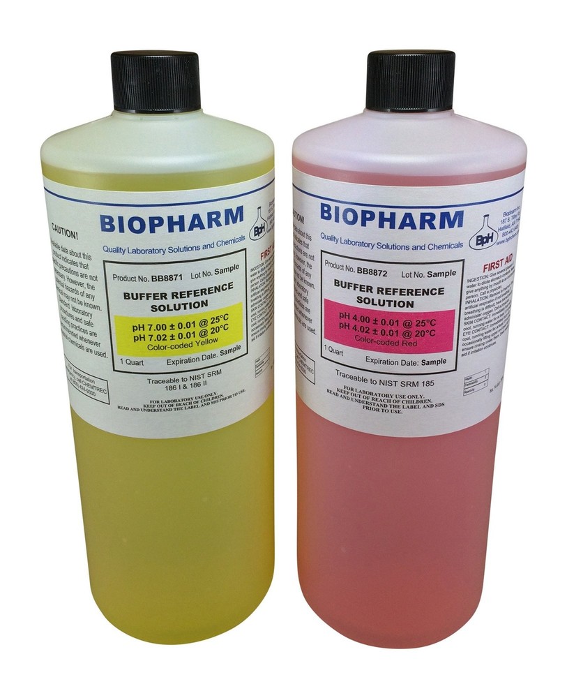 pH Buffer Calibration Solution 2-Pack: pH 4.00 and pH 7.00 — 1 Quart (950 mL)...