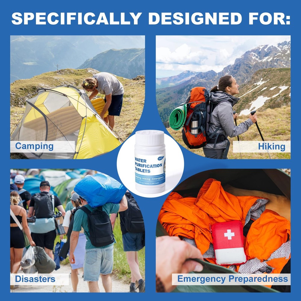 Water Purification Tablets (100 Count) - Water Tablets Purification for Drink...