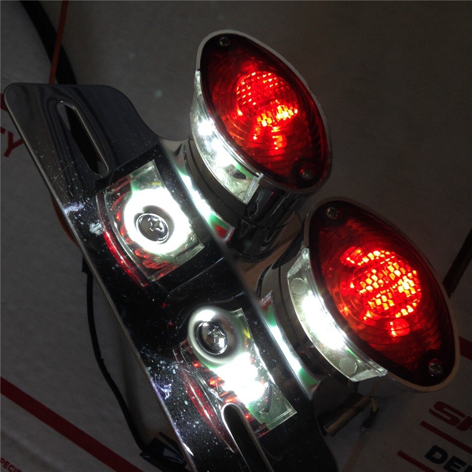 Motorcycle Rear Brake Stop Light License Plate Bracket LED Custom Tail Light