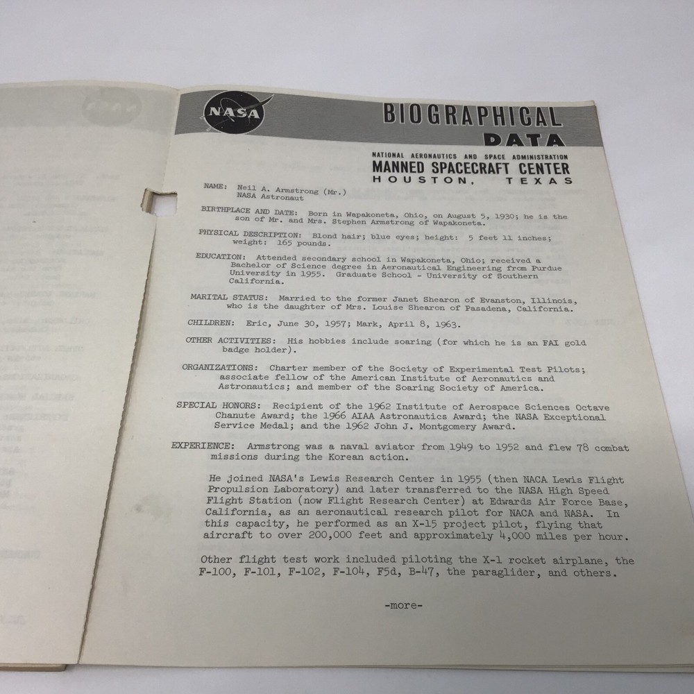 NASA Biographical Data sheet ( Revised July 1967) Astronaut Biographies