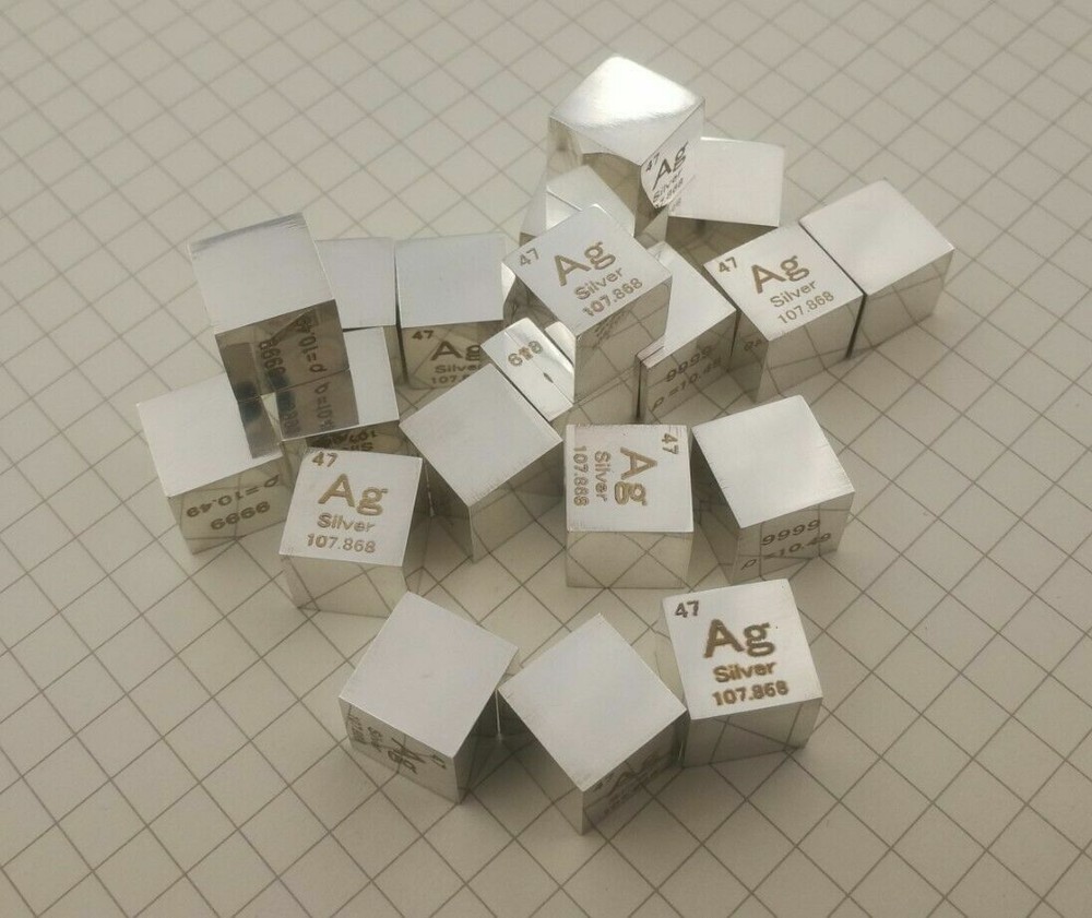 10mm Metal silver Cube 99.99% Pure Ag Density Cube Specimen Element Collection