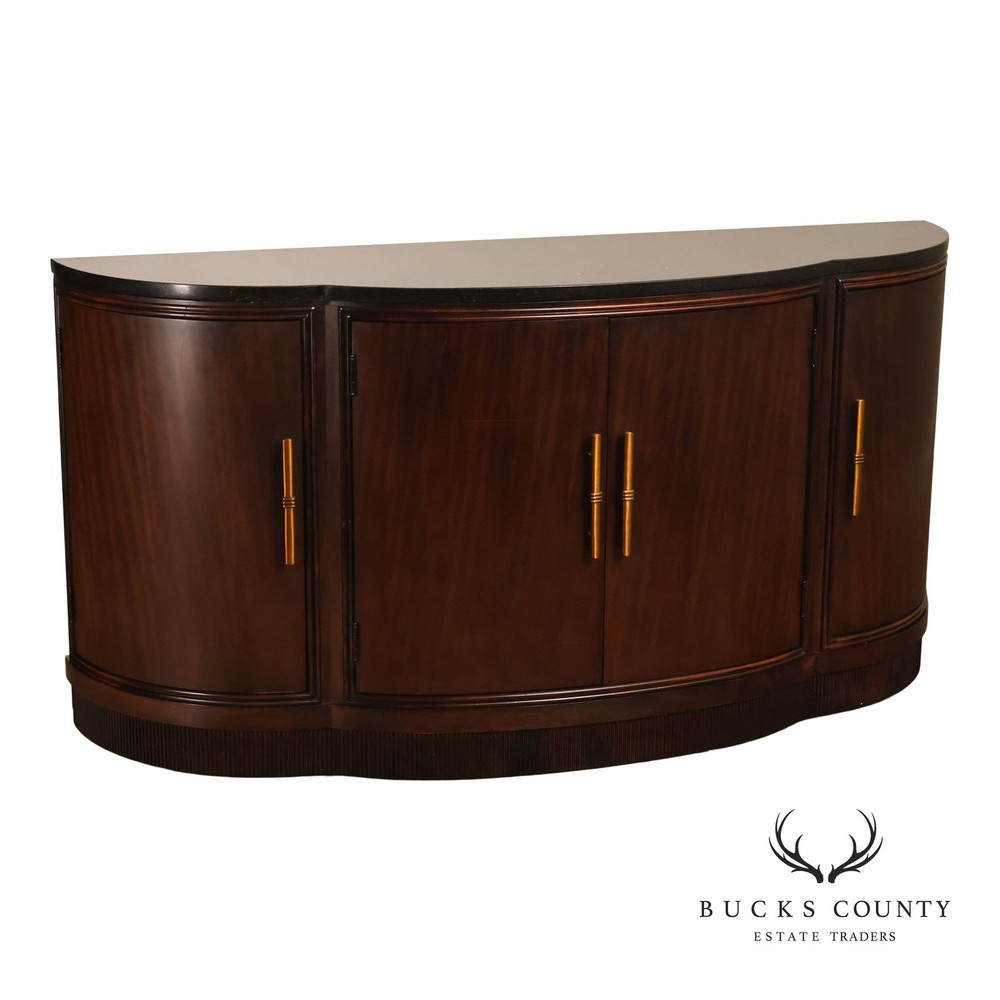 Bernhardt Art Deco Style Curved Front Sideboard With Black Granite Top