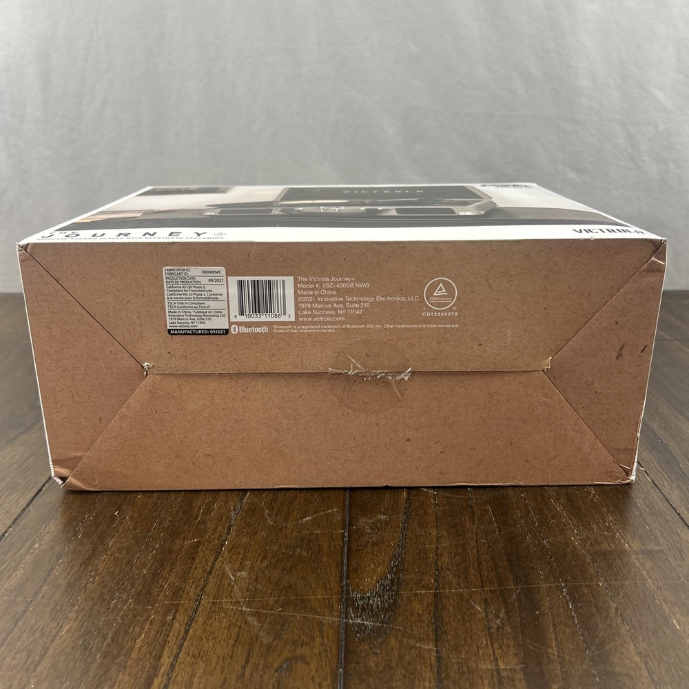 Victrola Journey+ Bluetooth Record Player Suitcase Gray Open Box Tested Working