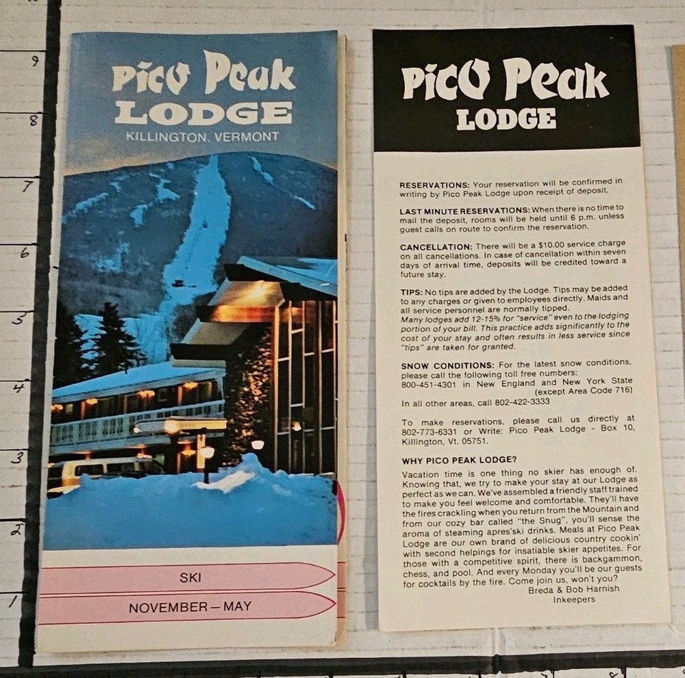 1976/77 PICO PEAK LODGE BROCHURE & INFO/RATE SHEET. MINT
