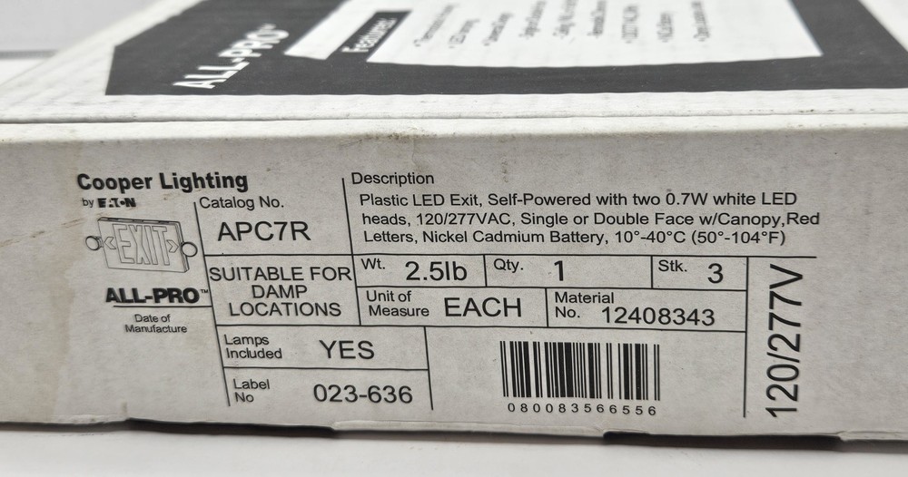 All-pro APCH Exit Sign APCH7R 120/277v