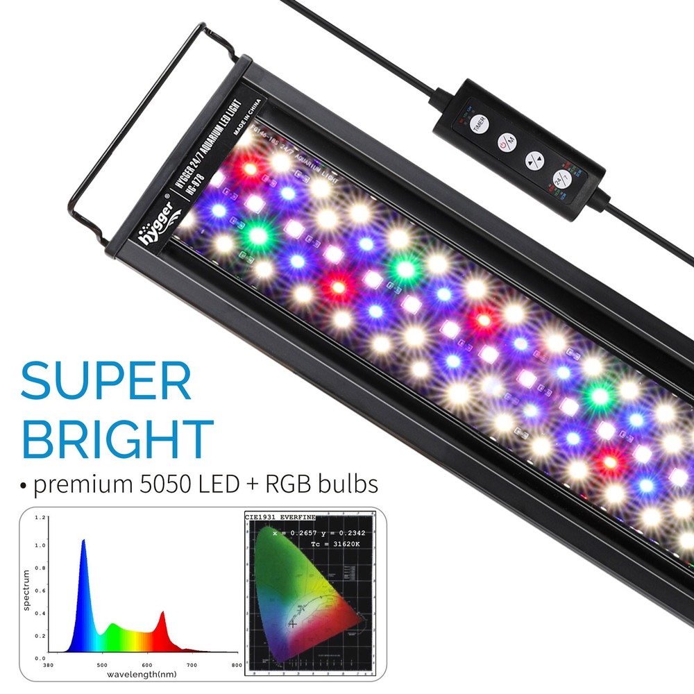 hygger Fish Tank Light, LED Aquarium Light Adjustable 24/7 Timer & Brightness