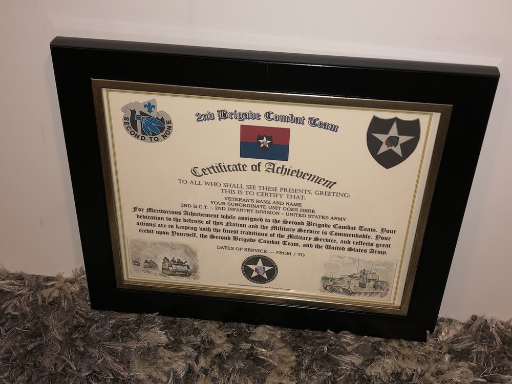 2ND B.C.T. / 2ND INFANTRY DIVISION (COMMEMORATIVE CERTIFICATE)