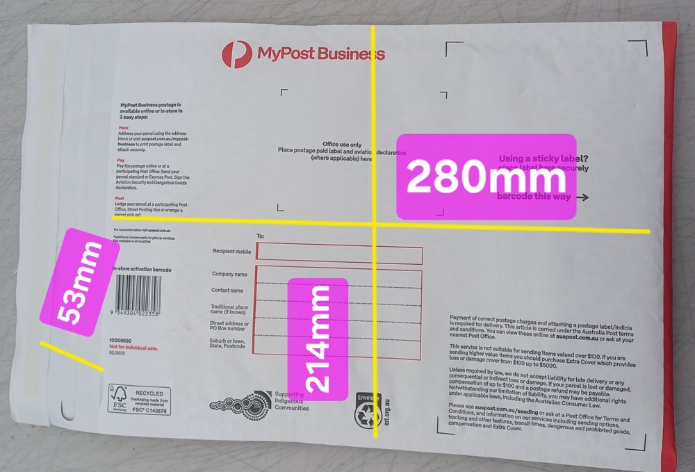 10x Australia Post Extra Small Flat Rate Padded Mailer Austpost No Postage
