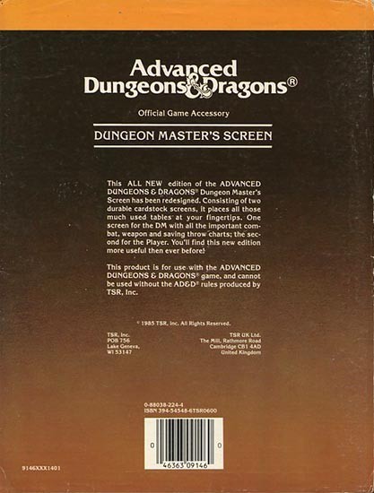 REF1 DUNGEON MASTER'S PLAYER'S SCREEN EXC+! 9146 TSR Master D&D Dungeons Dragons