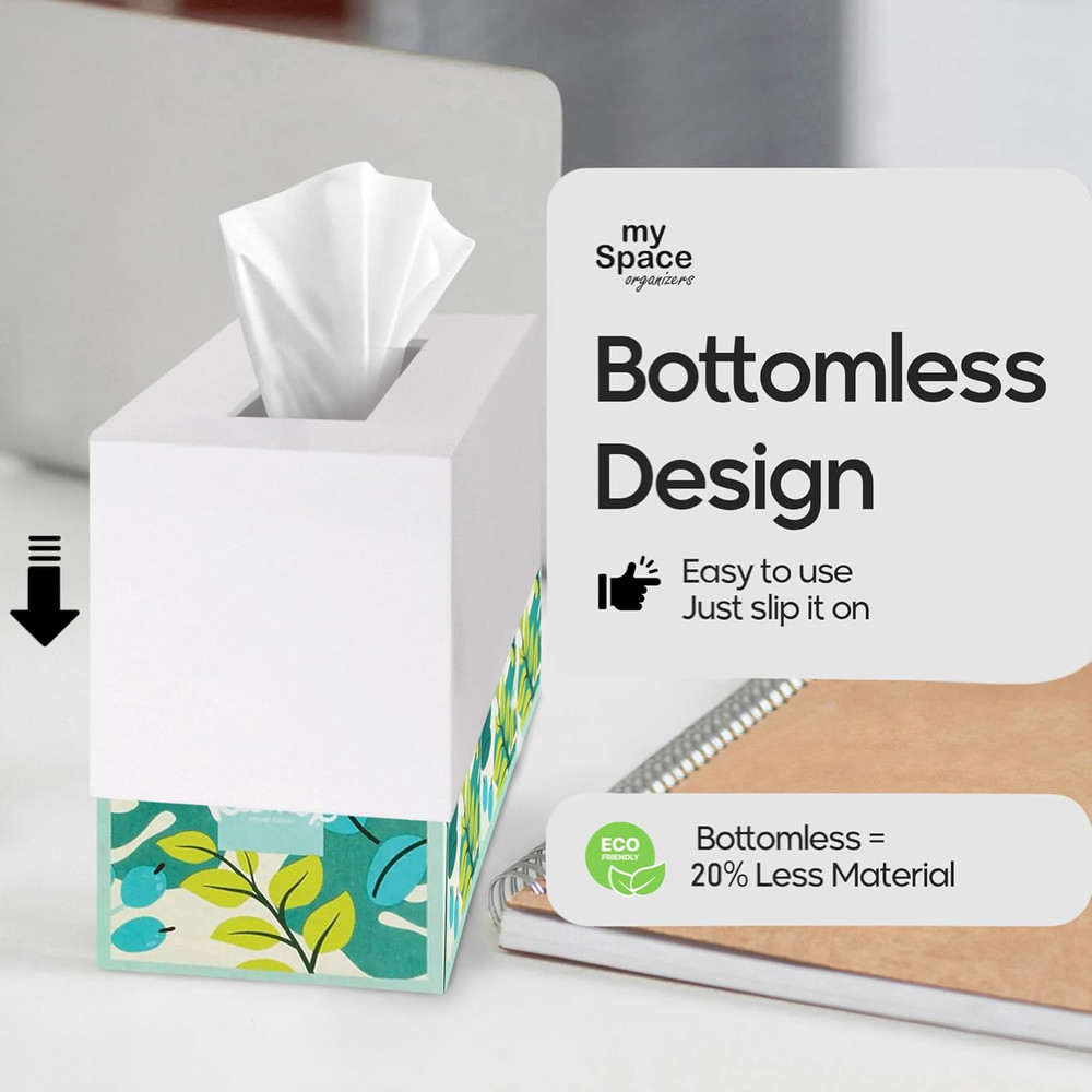 Rectangular Acrylic Tissue Box Cover for Kleenex - White Bathroom Decor