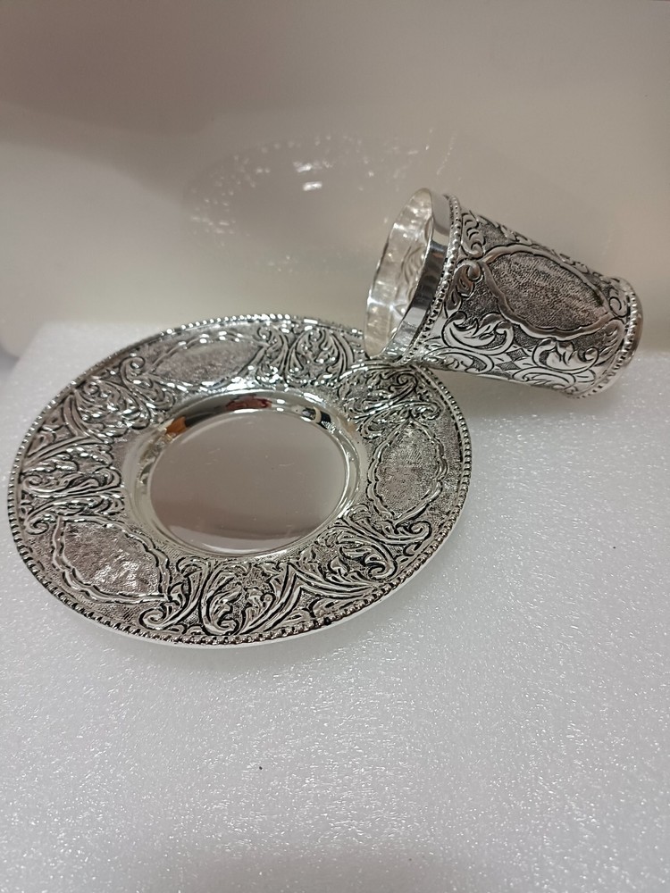Vintage Kiddush Cup Silver Plated tray | Sam Judaica cup tray set