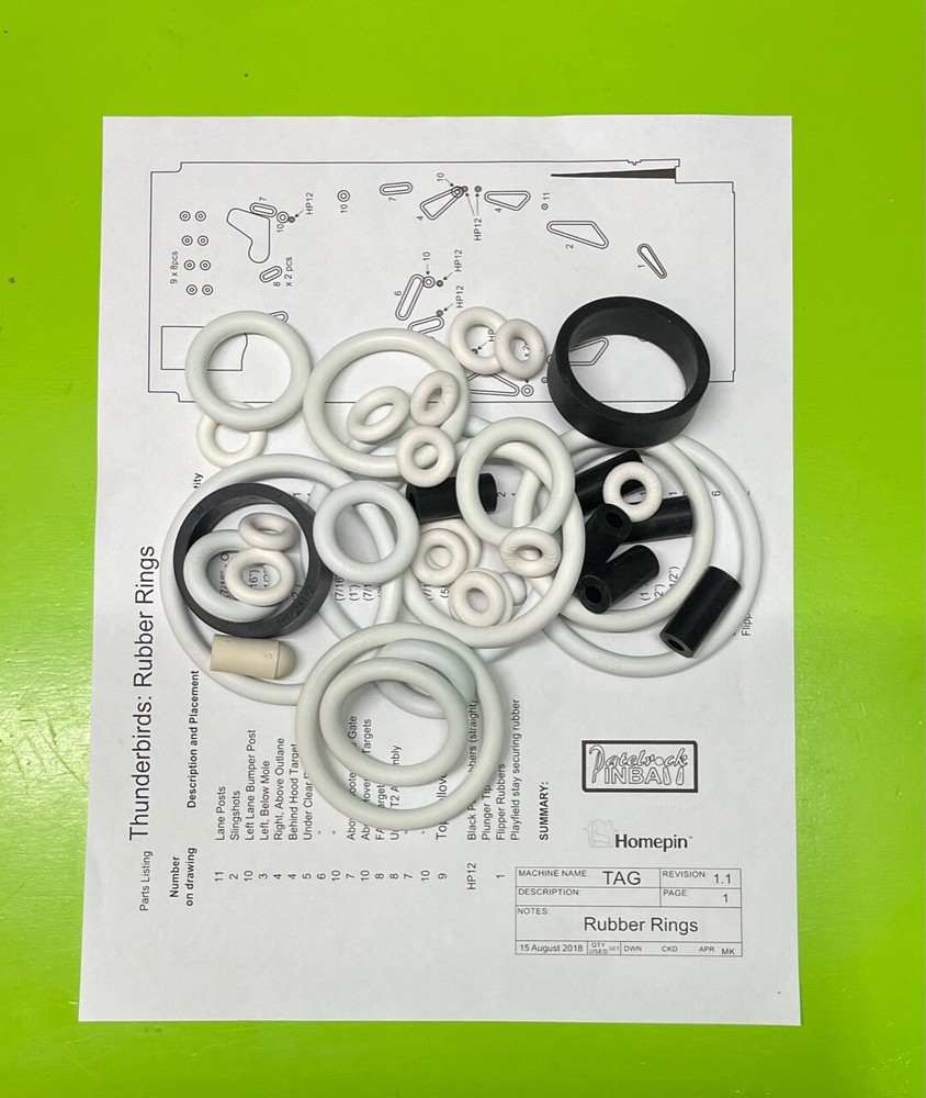 Homepin Thunderbirds Pinball Machine Rubber Ring Kit