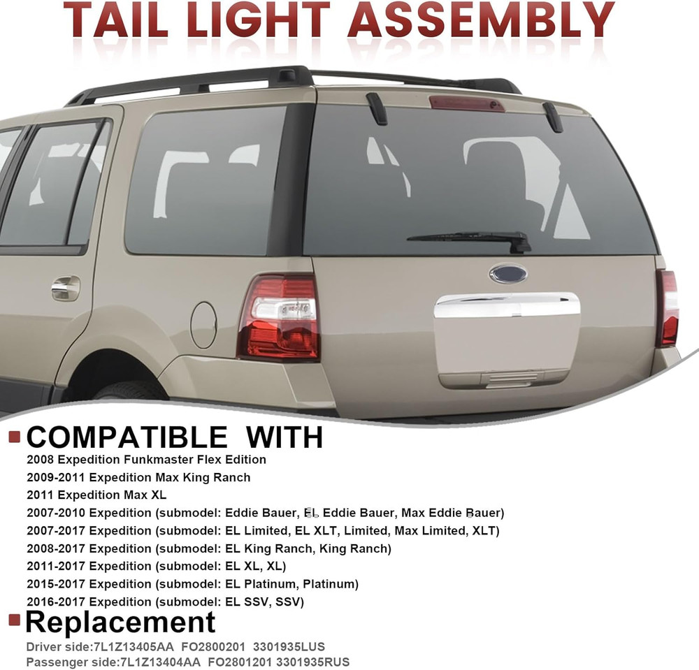 Tail Lights Assembly Compatible with 2007-2017 Ford Expedition,Left Driver Side