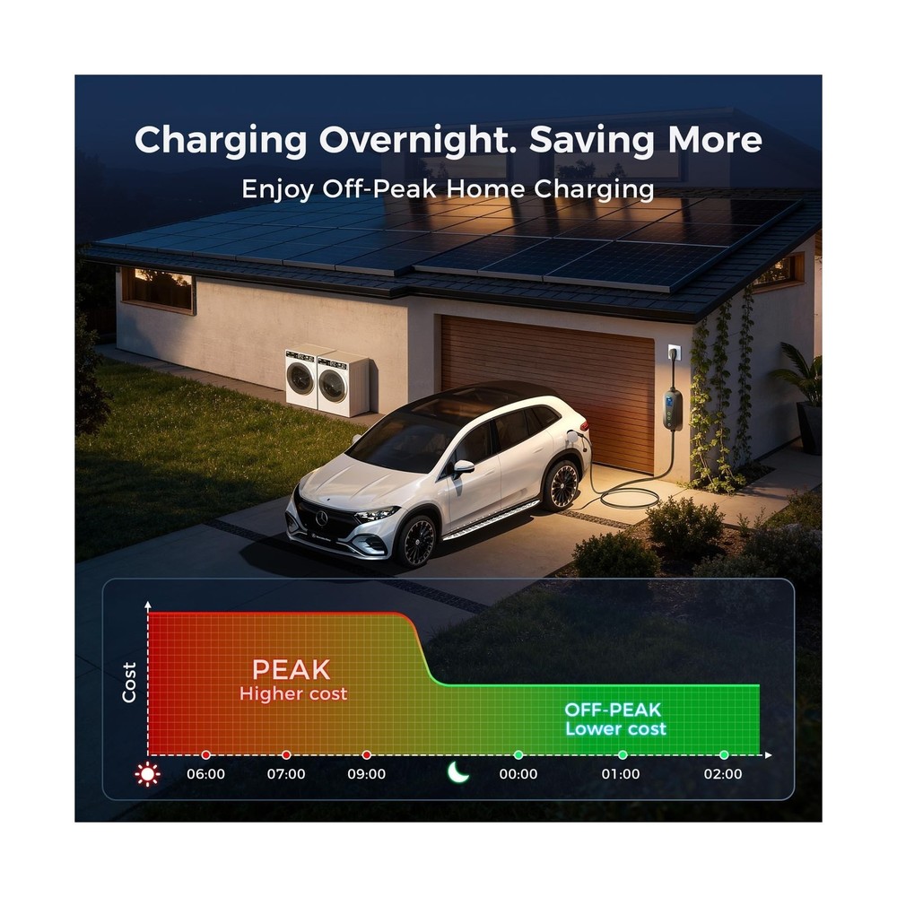 Carbon Fiber Level 2 EV Charger, 24A Adjustable Current/Timer/Smart Display, ...