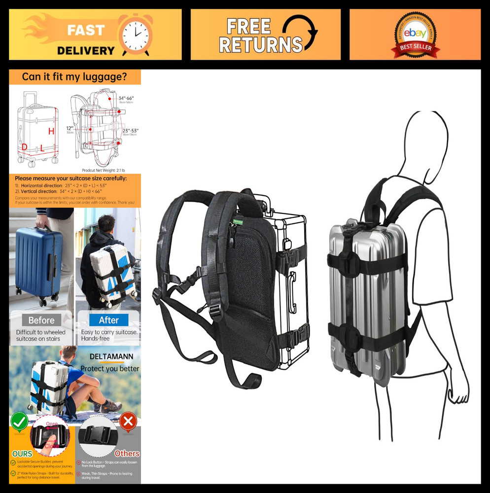 Rugged 21" Backpack Conversion System, Lockable Buckles, Padded Backplate, Zippe