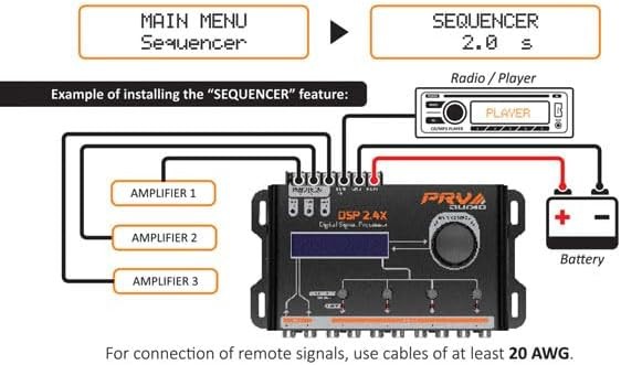 PRV Audio DSP 2.4X Car Audio Digital Processor EQ Crossover 4-Channel w/ LCD