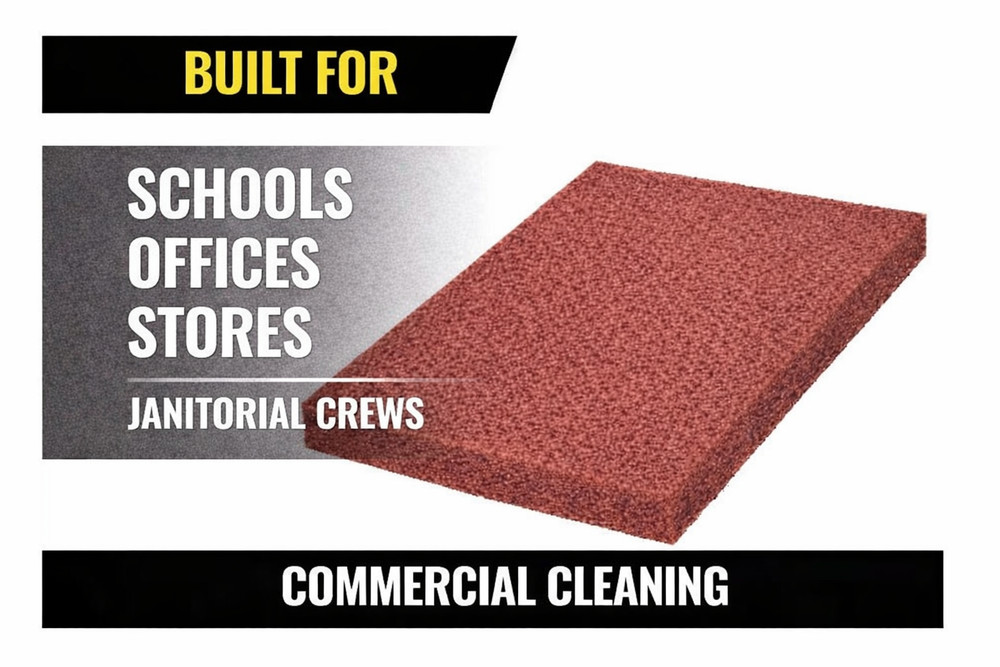 Square Scrub Red Scrubbing Floor Pad 14x20 Rectangular 10/Case SS P1420SQP