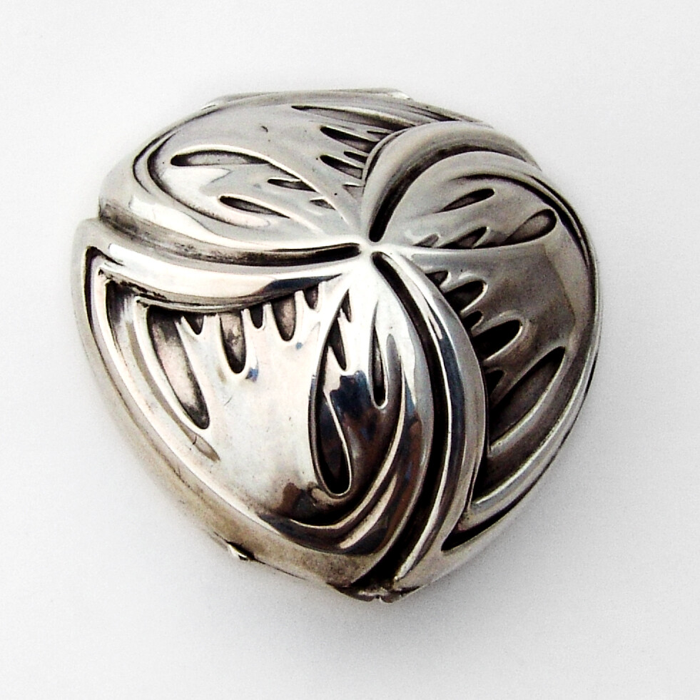 Danish Repousse Pill Box Samuel Jarom 830 Standard Silver 1980