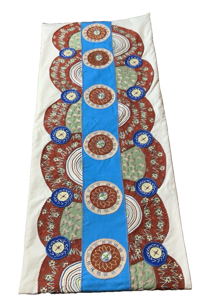 Handmade~Table Runner~Hand Embroidered~Patchwork Table Runner~ 16 .5" X 78"
