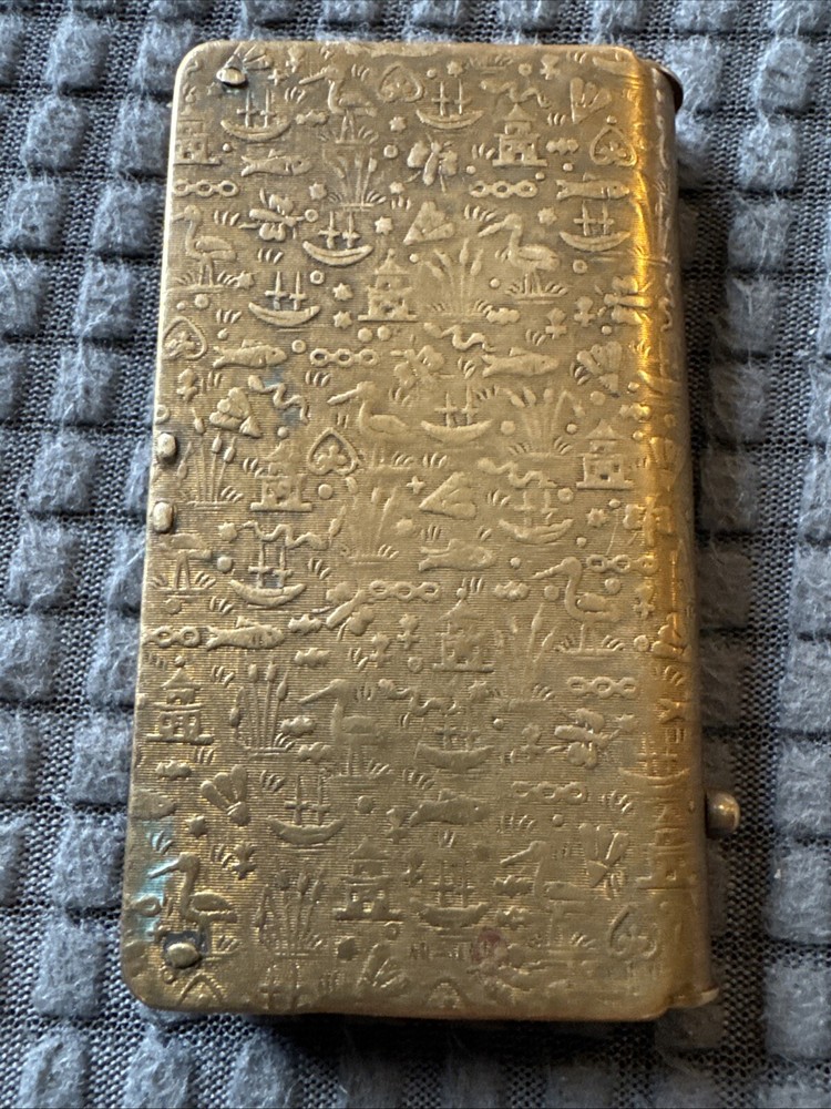 Antique Brass Match Safe - Hieroglyphs