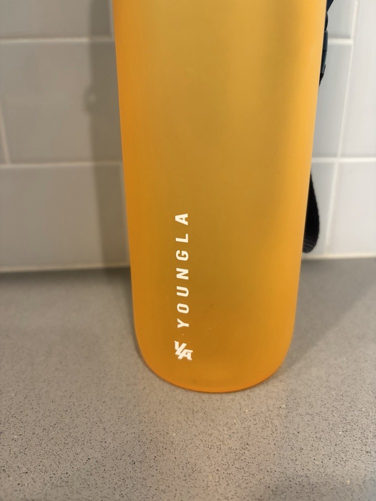 YoungLA Water Bottle Yellow Plastic EUC