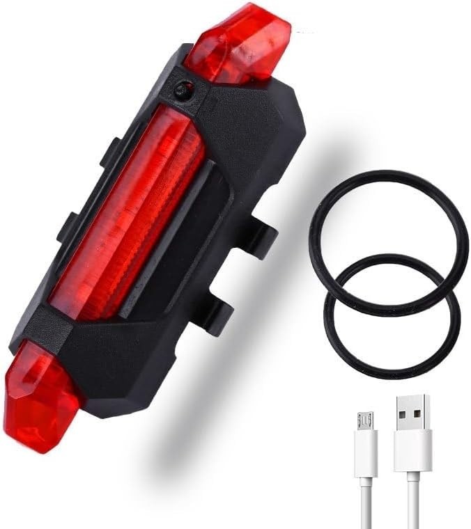 Bicycle Headlight USB Rechargeable Night Riding Tail Super Bright Light Warni...