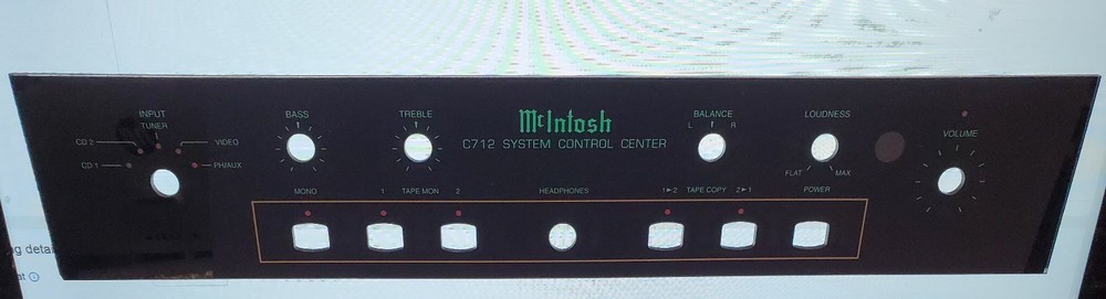 Original McIntosh C712 preamp glass faceplate